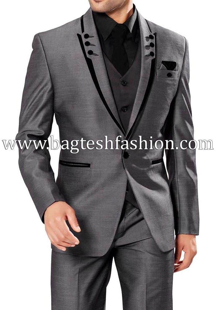 Classic Mens Gray Party Wear Suit