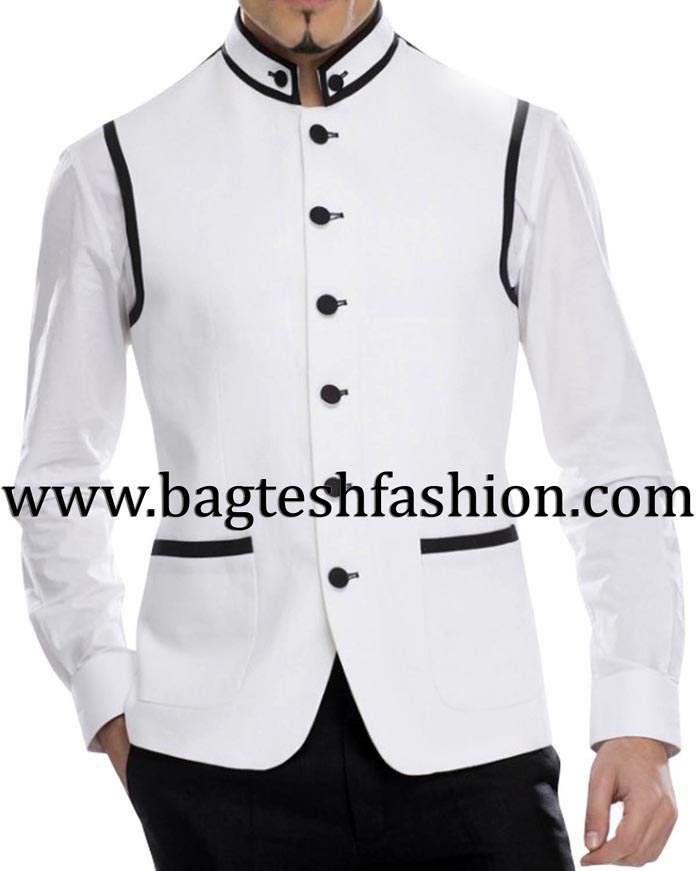 Designer White Linen Nehru Jacket