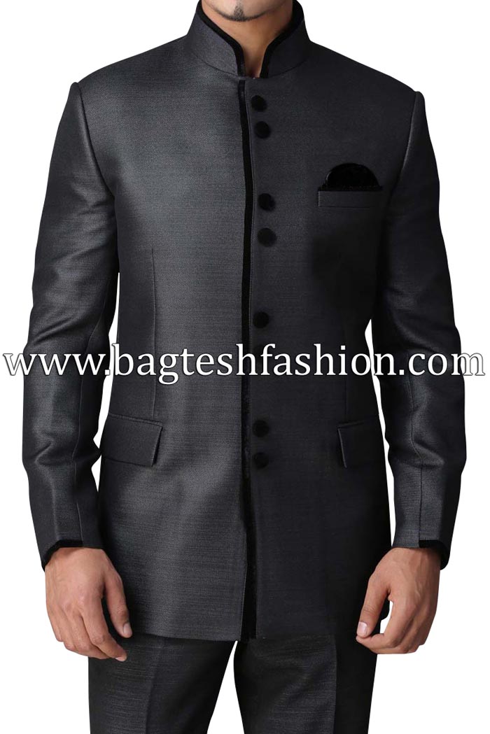 Traditional Dark Gray Jodhpuri Suit