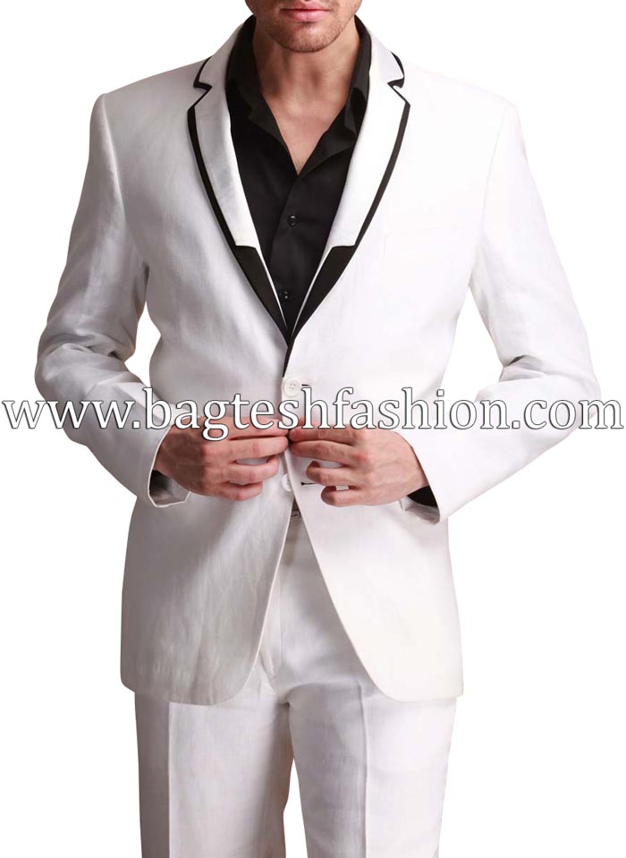 Awesome White Linen Party Wear Suit