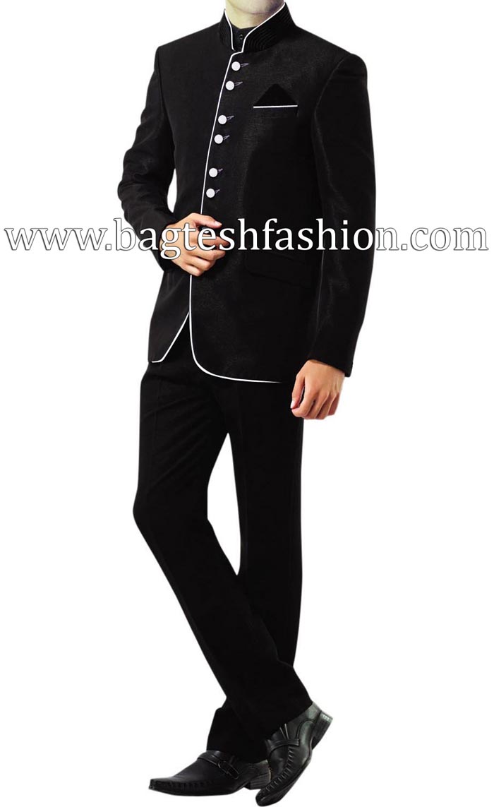 Mens Ethnic Prince Black Jodhpuri Suit