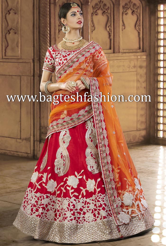 Beauteous Red Silk Lehenga Choli