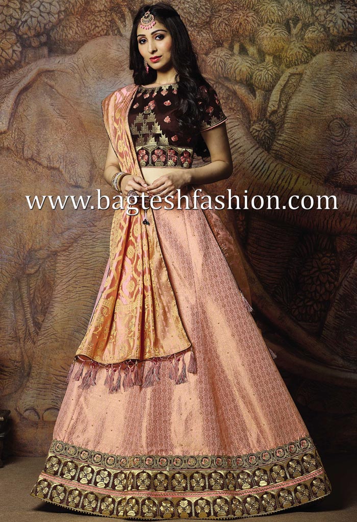 Traditional Jacquard Silk Designer Pink Lehenga