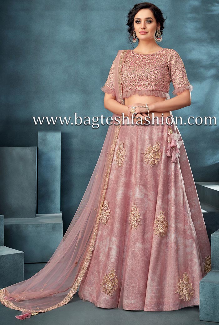 Pink Net Value Addition Wedding Lehenga