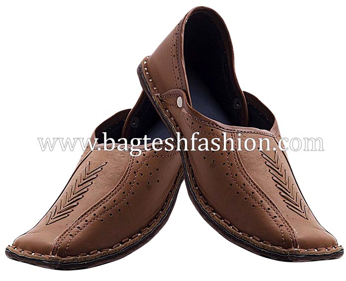 Mens Brown Handicraft Leather Wedding Shoes