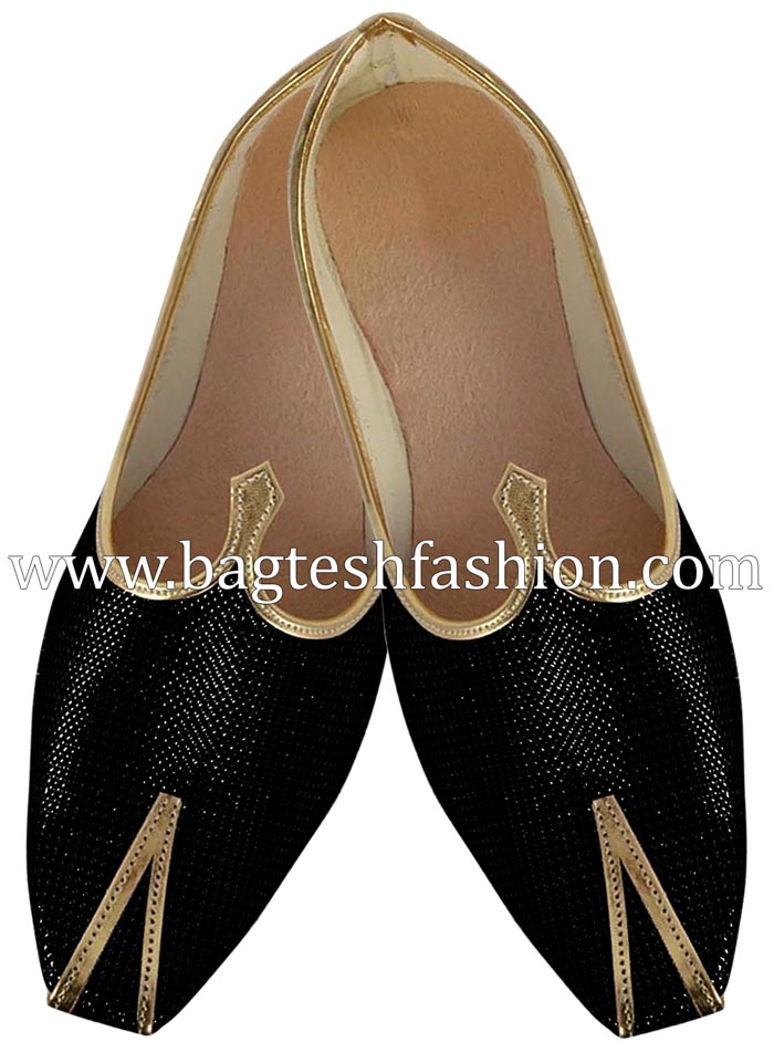 Mens Black Jute Wedding Mojari Shoes Online | Bagtesh Fashion