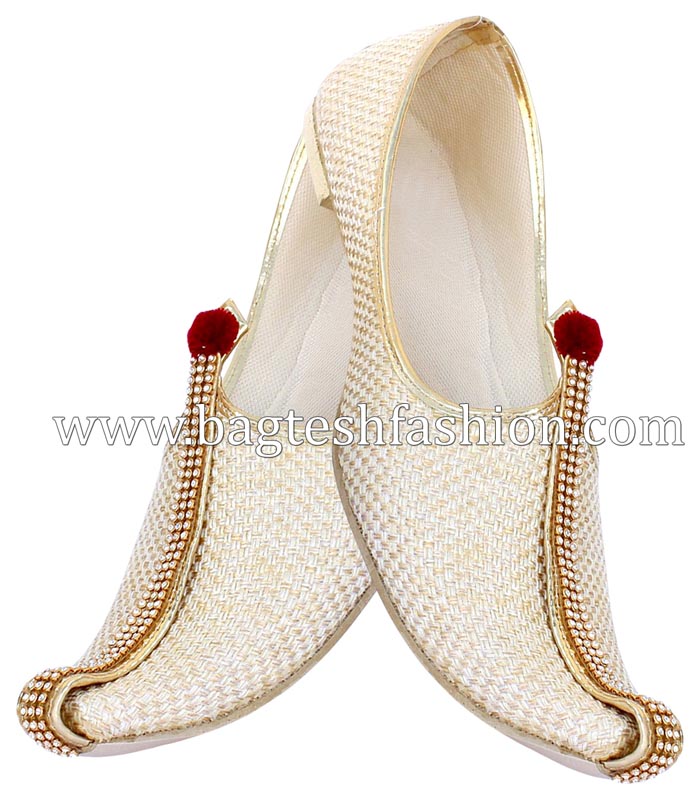 Wedding Cream Jute Mojari Shoes