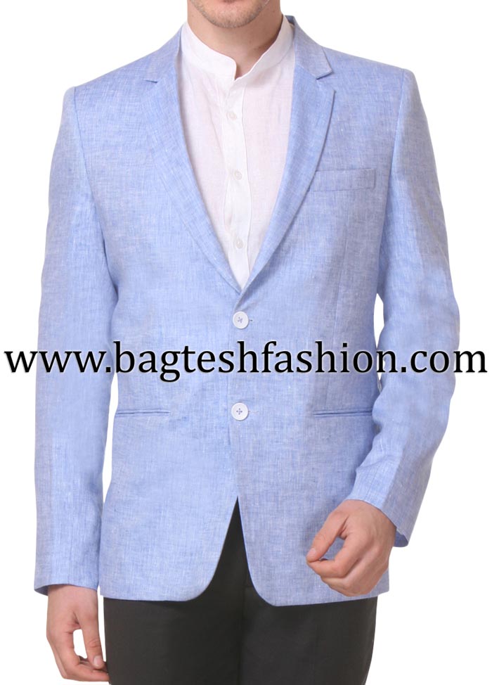 Classic Light Blue Linen Blazer