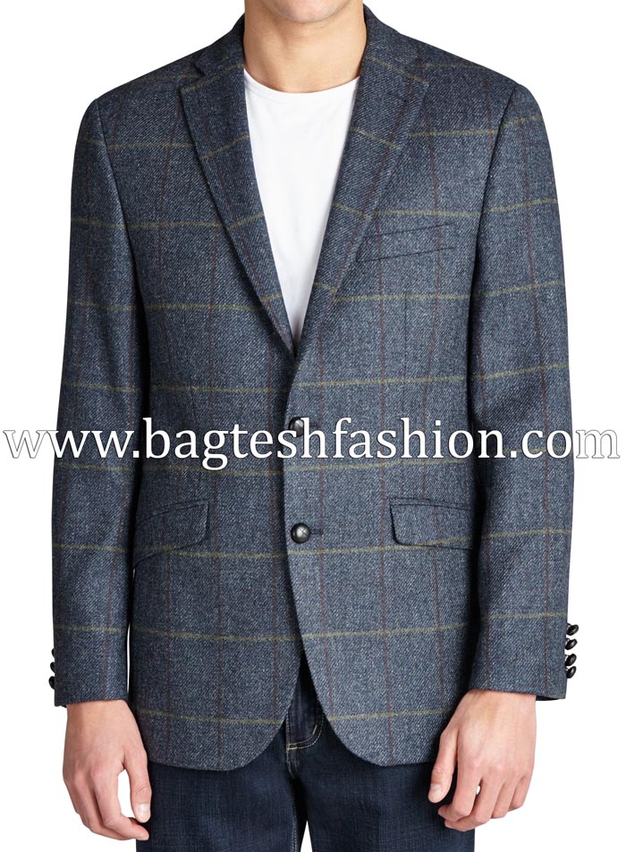 Bagtesh Fashion Mens Party Wear Gray Tweed Wool Blazer Coat Jacket MB105 