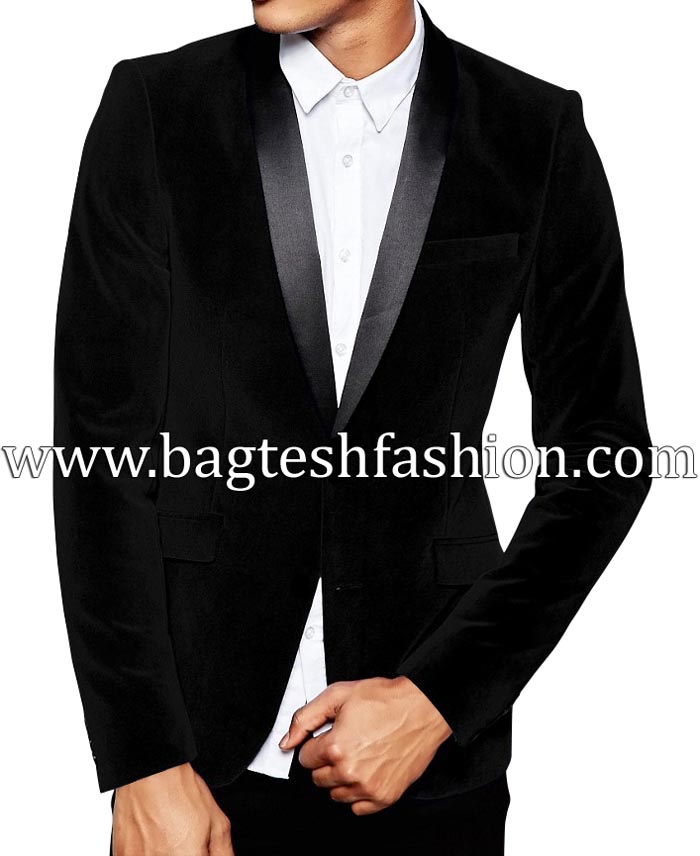 Shawl Collar Black Velvet Blazer