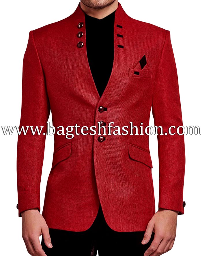 Designer Front Open Red Jute Jacket