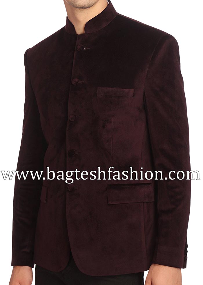 Attractive Burgundy Velvet Nehru Jacket