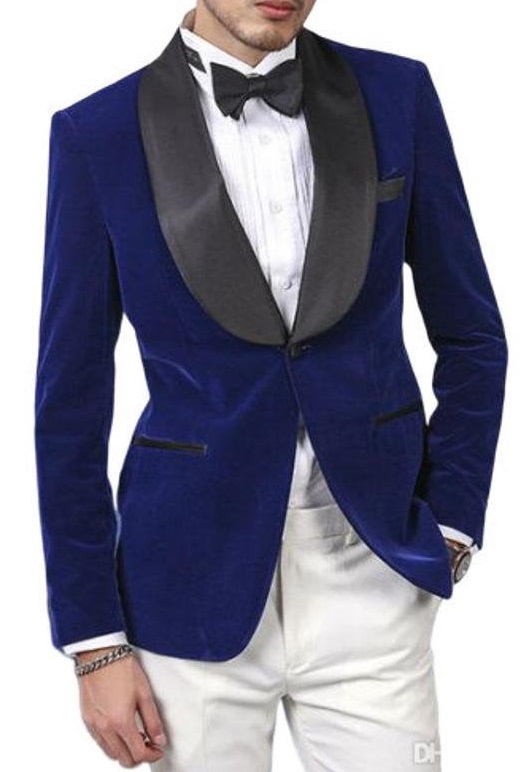 Grooms Blue Velvet Tuxedo Jacket Online | Bagtesh Fashion