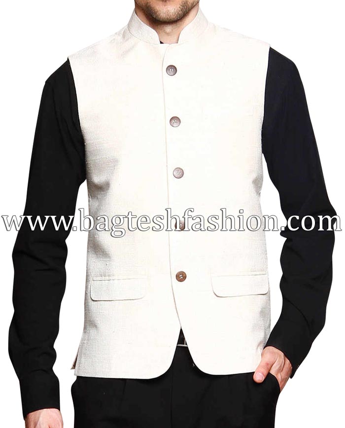 Outstanding Cream Dupion Silk Nehru Jacket