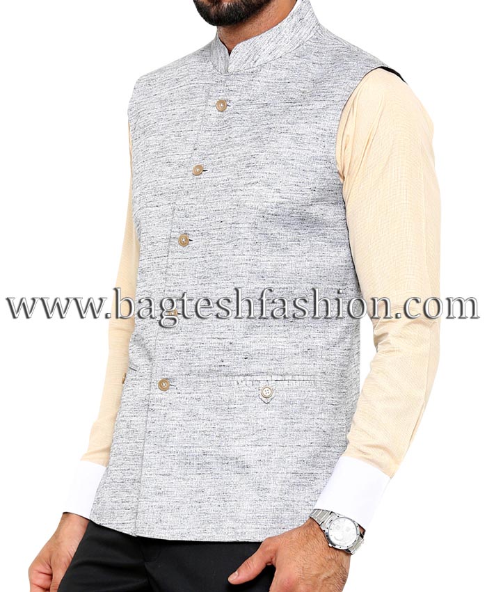 Handmade Grey Festive Nehru Jacket