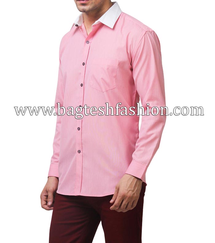Regular Fit Pink Cotton Shirt