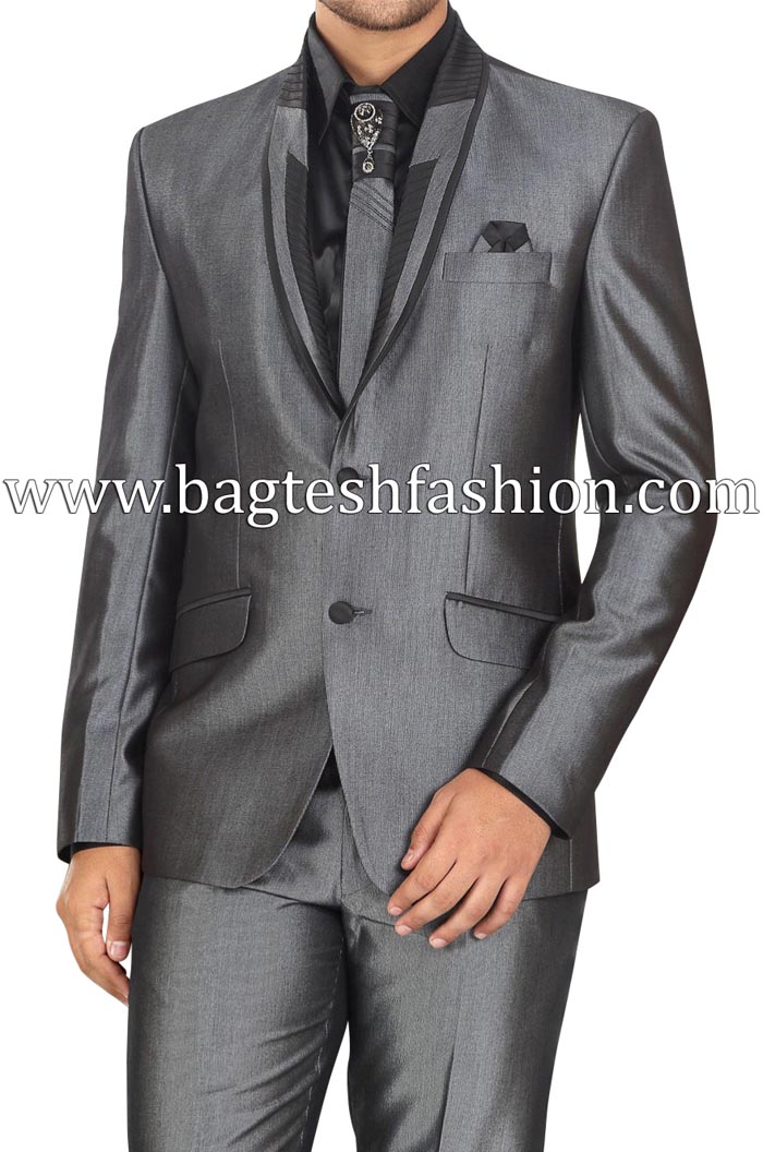 Glamorous Look Wedding Groom 6 Pc Grey Tuxedo Suit