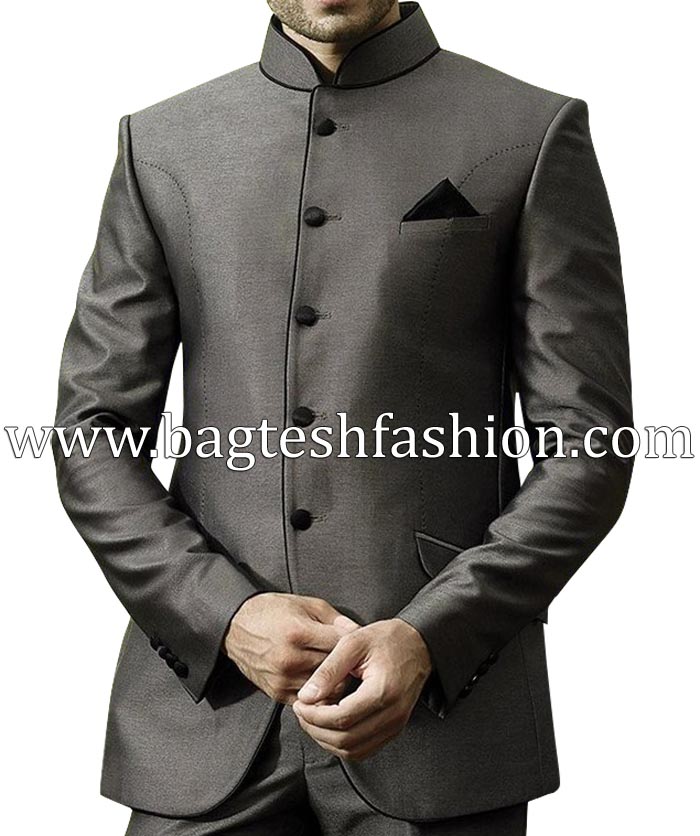 Ivory Cream Plain-Solid Premium Wool Blend Bandhgala/Jodhpuri Suits for Men.