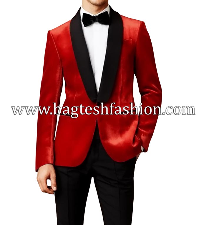 Groom Wedding Red Prom Tuxedo Suit