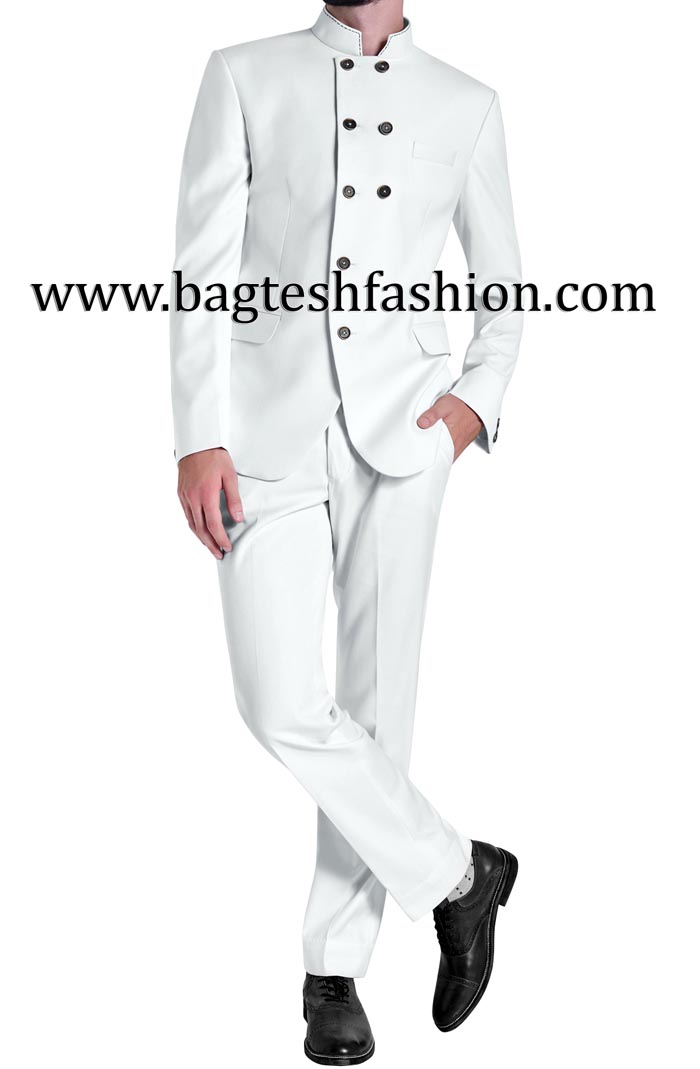 Traditional White Double Breasted Suit