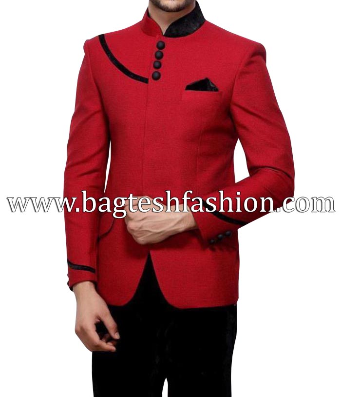Red Jute Designer Jodhpuri Suit
