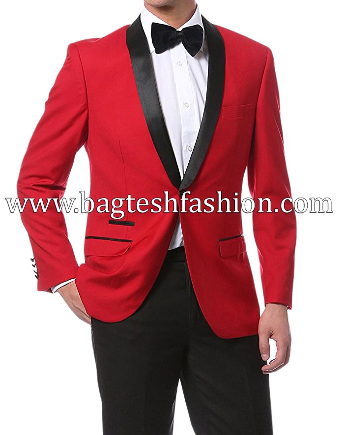 Modern Look Red And Black Wedding Suit