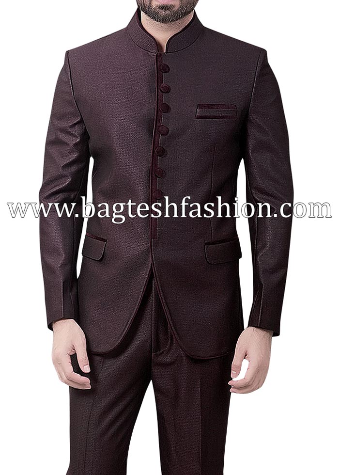 Wine Color Reception Wear Jodhpuri Suit In Rayon Fabric