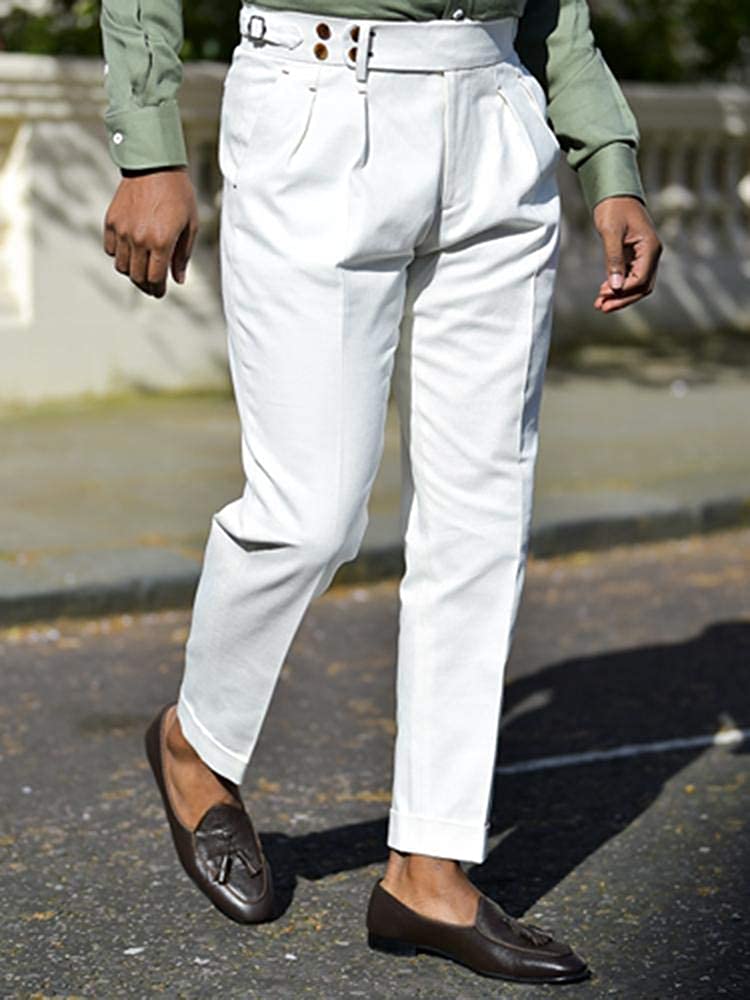 Regular Fit Linen trousers - White - Men | H&M-hangkhonggiare.com.vn