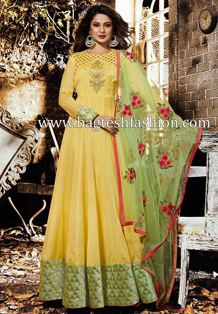 Royal Look Yellow Art Silk Anarkali Suit