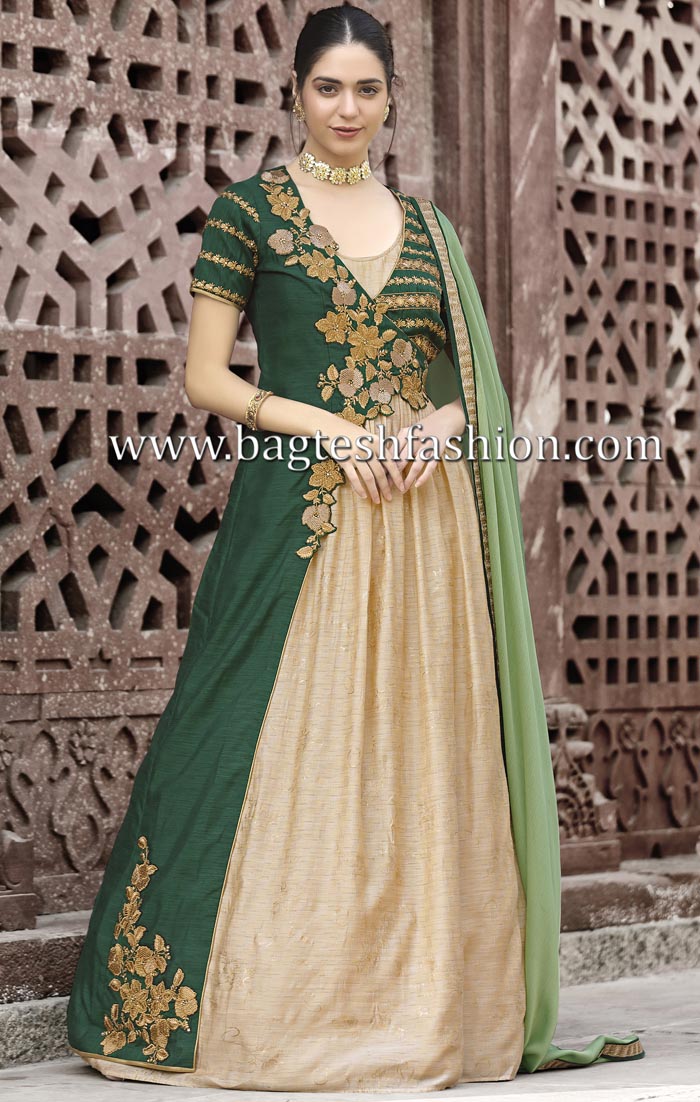 Impressive Beige Art Silk Abaya Style Kameez