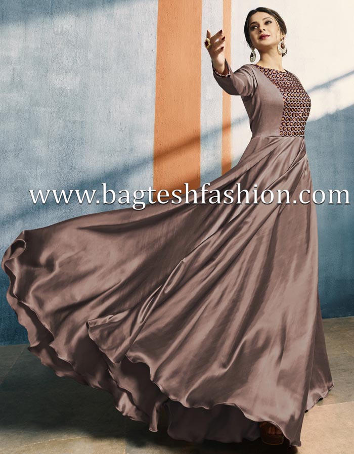 Beautiful Brown Embroidered Gown