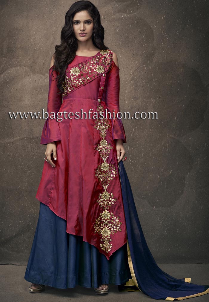Amazing Embroidred Silk Palazzo Suit