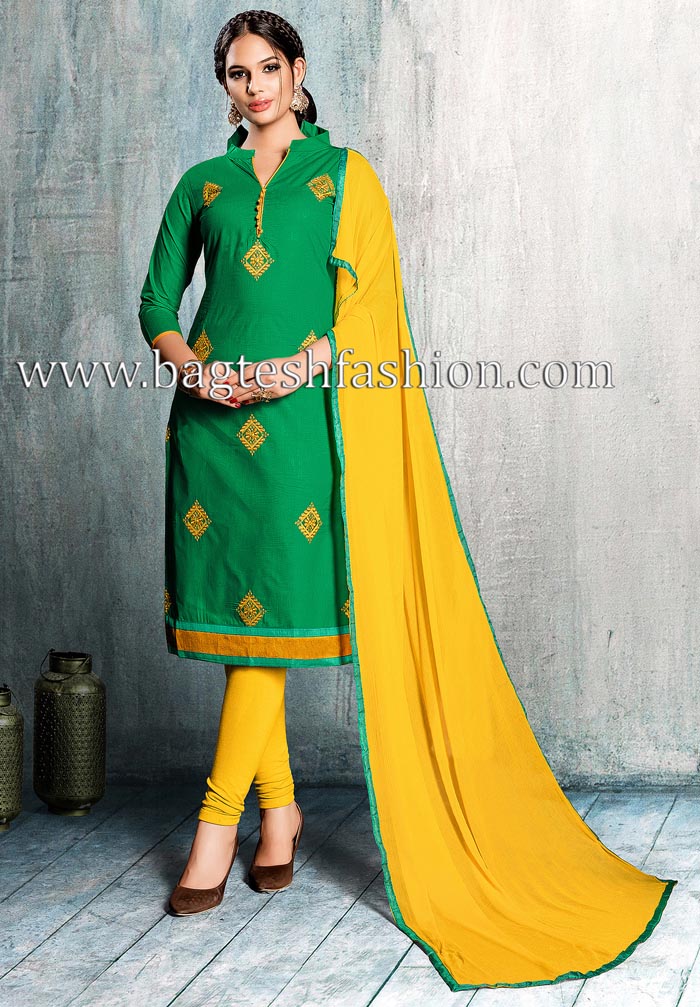 Bollywood Style Green Cotton Salwar Kameez