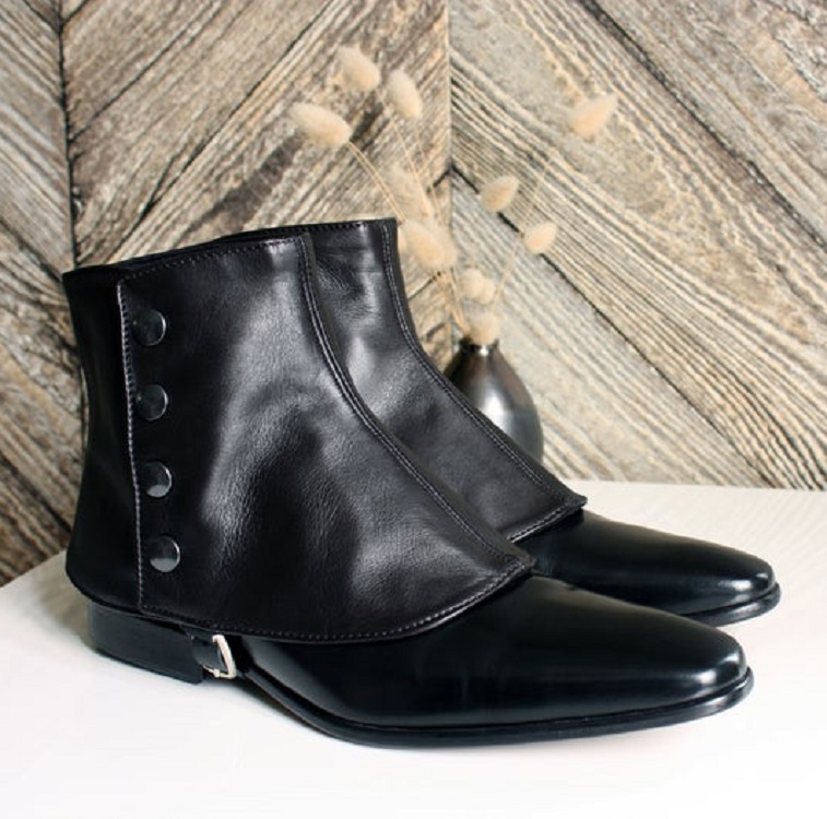 Spatterdash Black Leather Men's Spats Online | Bagtesh Fashion