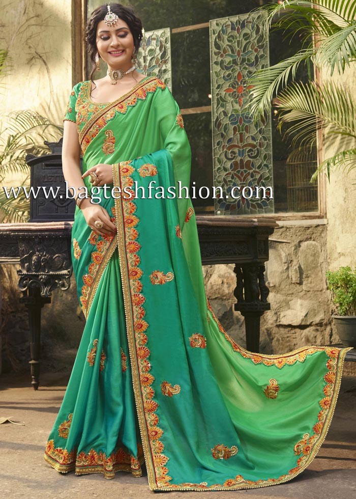 Ultimate Shaded Green Silk Saree