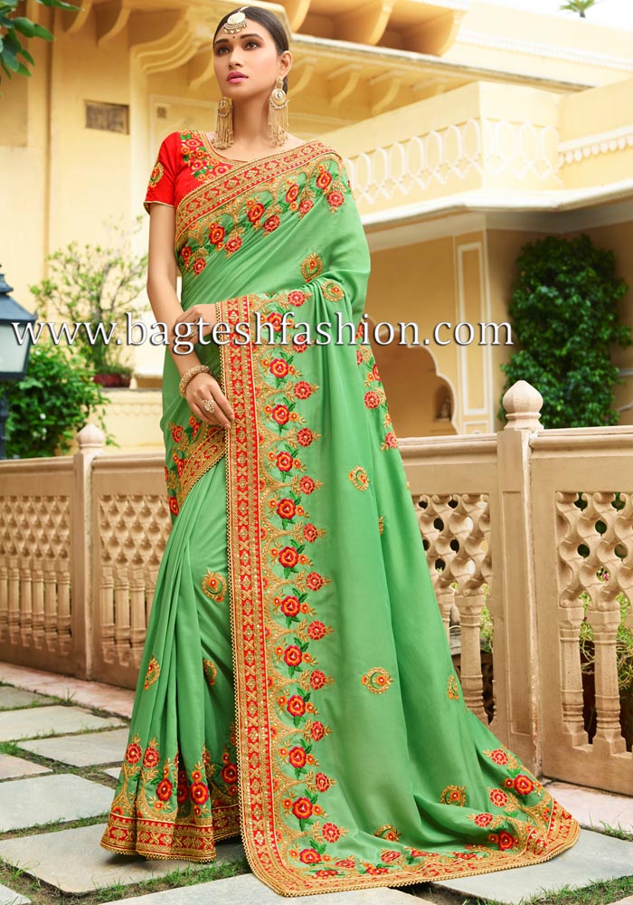 Fashionable Green Art Silk Saree