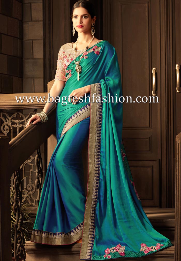 Exclusive Turquoise Silk Saree