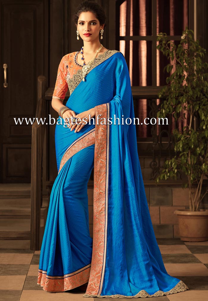 Marvelous Blue Jacquard Silk Saree