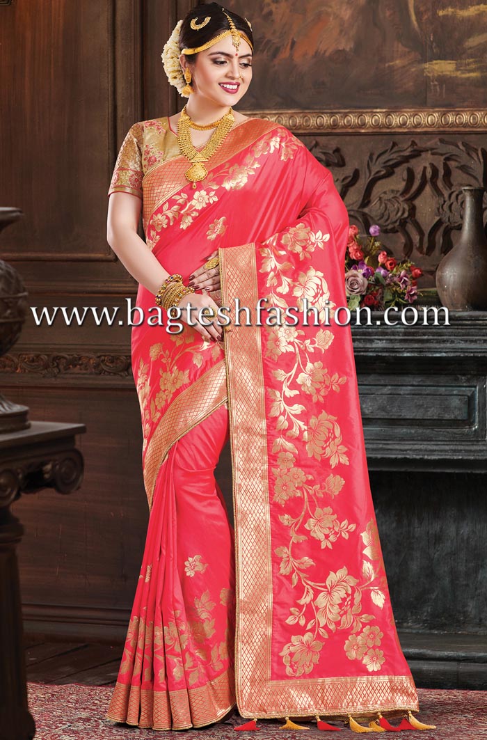 Lovely Pink Two Tone Silk Saree