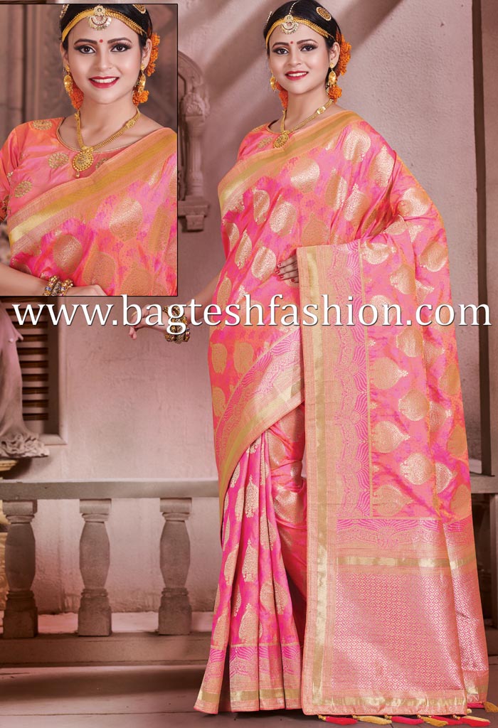 Spectacular Pink Banarasi Saree