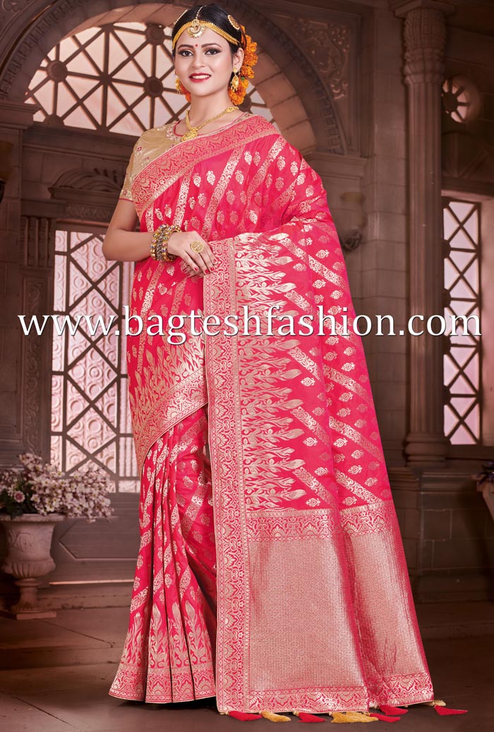 Hot Pink Banarasi Saree