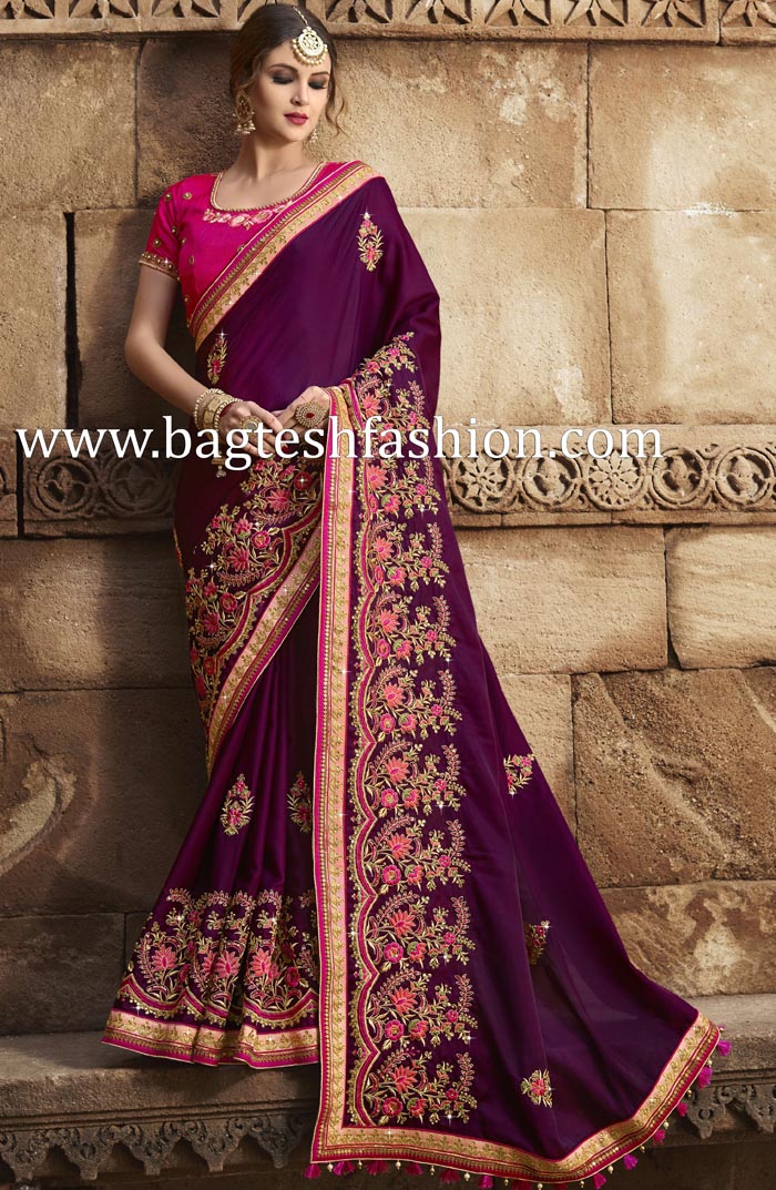 Attractive Purple Art Silk Saree