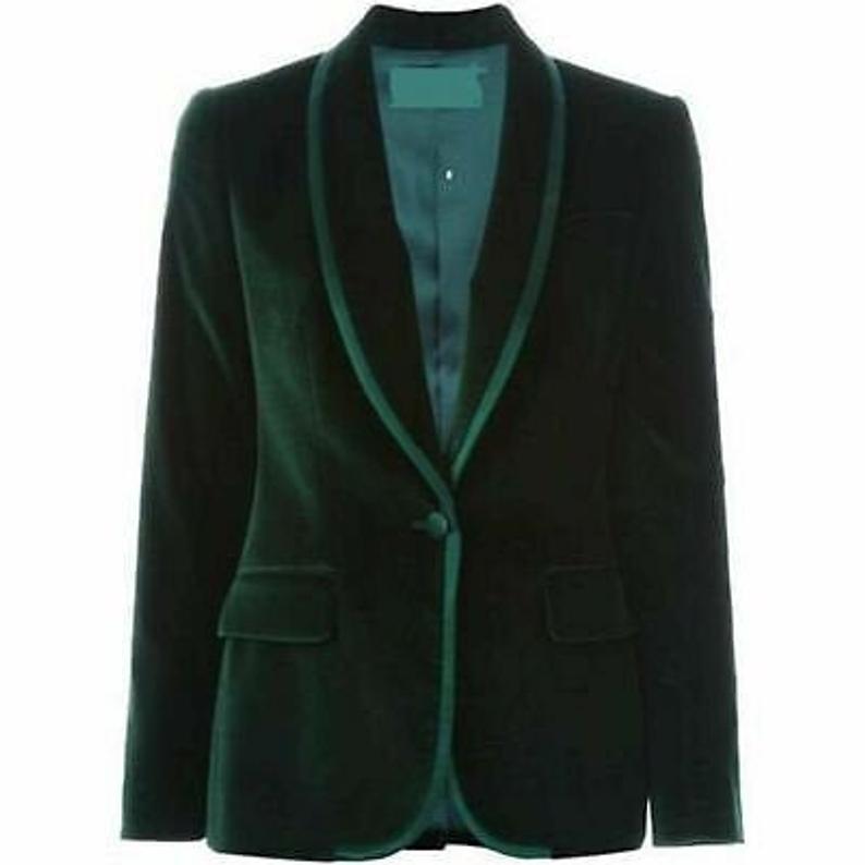 Party Wear Green Velvet Tuxedo Jacket