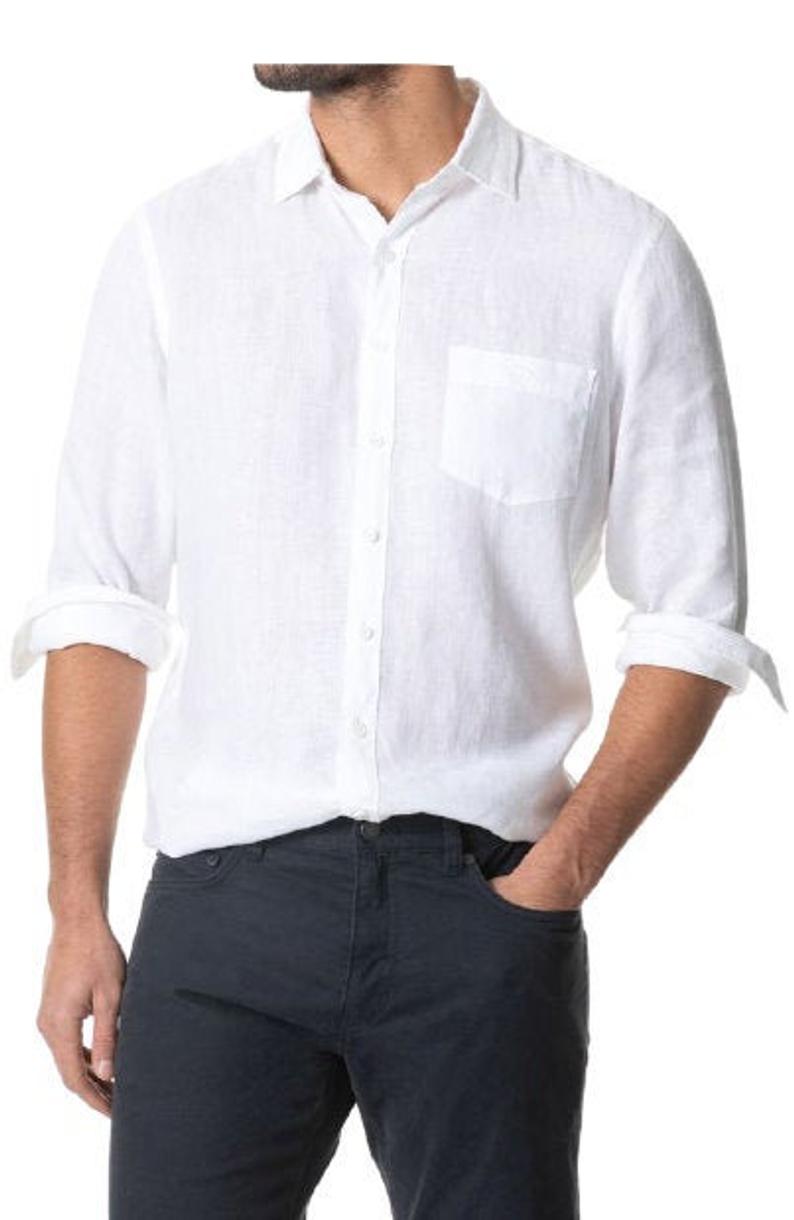 Men White Summer Linen Shirt