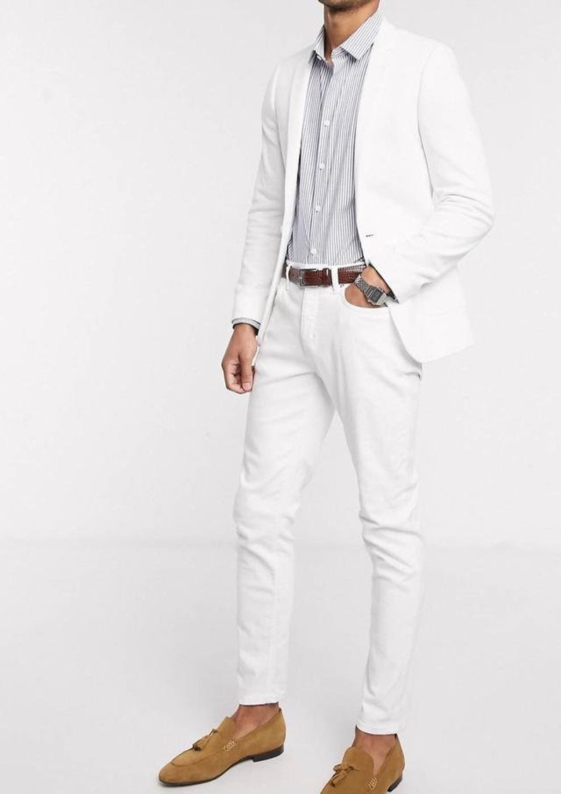 Men White Linen Suits