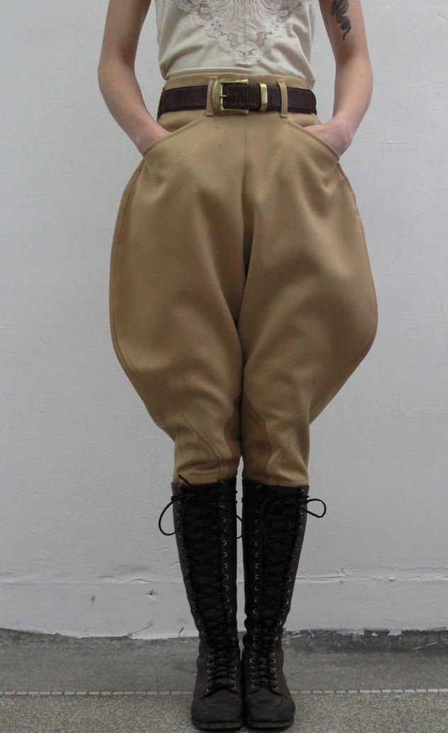 Edwardian Wool High Waist Jodhpurs Pants