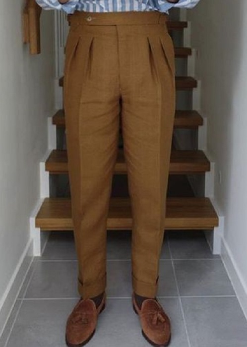 Bespoke Brown Linen Gurkha Style Pants