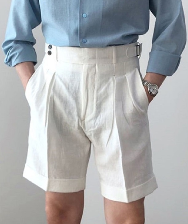 Gentleman Casual White Linen Shorts