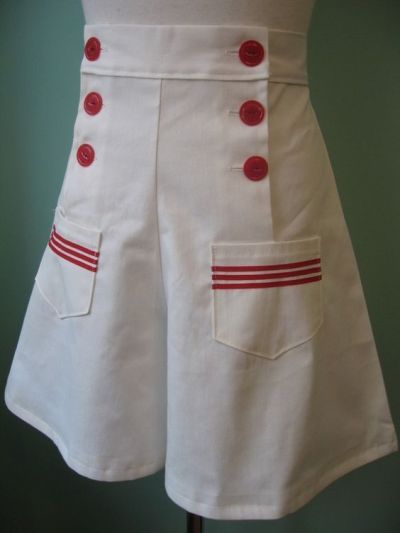 High Waist White Sailor Shorts