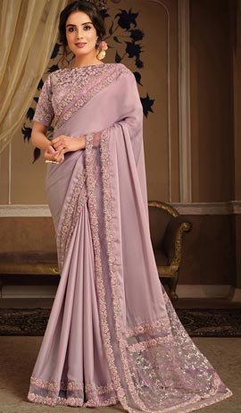Traditional Party Pink Silk Georgette Saree